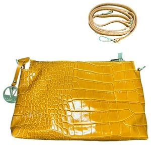 Valentina Croc Embossed Leather Crossbody Purse